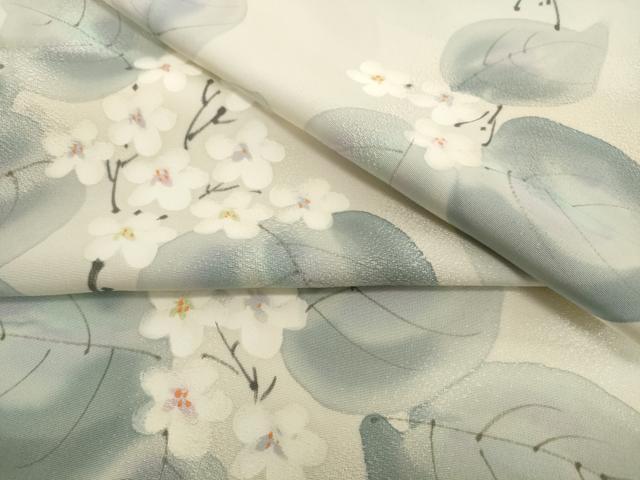 平和屋着物●小紋 反物 着尺 地紋起こし 手描き 枝花文 逸品 未使用 DABH2274zzz