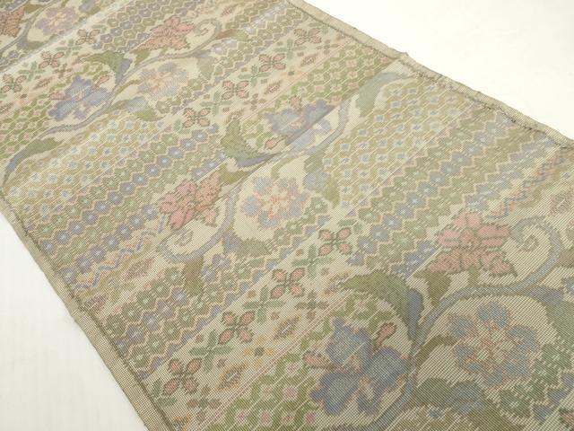 平和屋着物▼本場大島紬 反物 着尺 7マルキ 花唐草文 証紙付き 逸品 未使用 DABH2301zzz