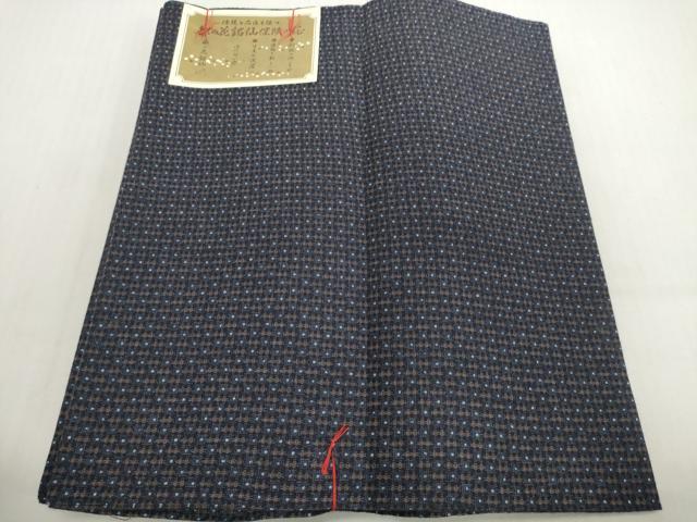 平和屋着物▼都の花 銘仙 小紋 反物 着尺 抽象文様 綿 逸品 未使用 DABH2341zzz