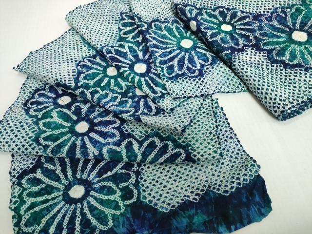平和屋着物*夏物 有松鳴海絞り 浴衣 反物 着尺 花繋ぎ 綿 逸品 未使用 DABH2350zzz