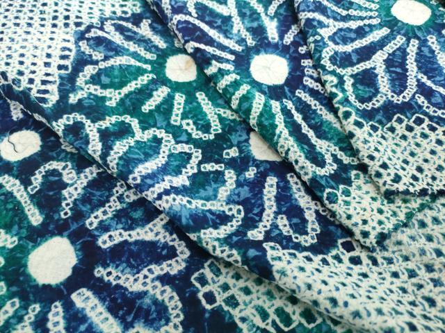 平和屋着物*夏物 有松鳴海絞り 浴衣 反物 着尺 花繋ぎ 綿 逸品 未使用 DABH2350zzz