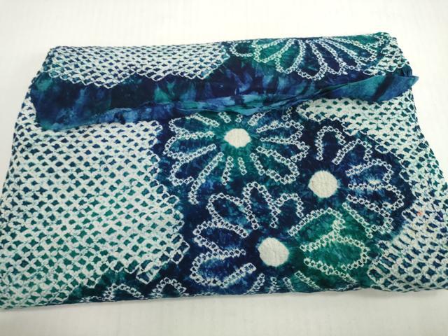 平和屋着物*夏物 有松鳴海絞り 浴衣 反物 着尺 花繋ぎ 綿 逸品 未使用 DABH2350zzz