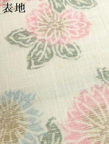 平和屋着物*夏物 小千谷ちぢみ 反物 着尺 霞花尽くし 証紙付き 麻 逸品 未使用 DABH2363zzz