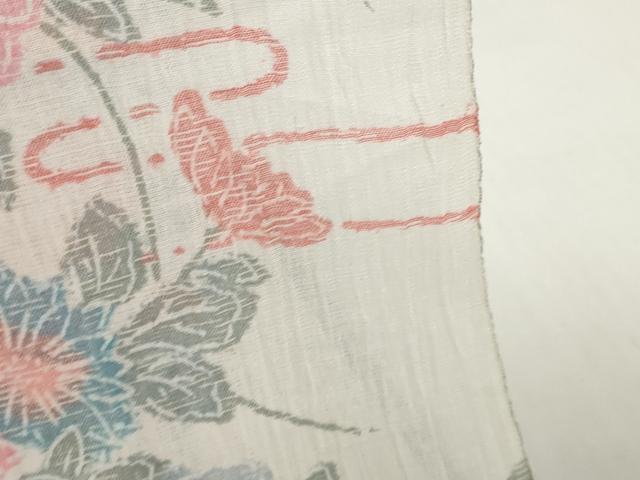 平和屋着物*夏物 小千谷ちぢみ 反物 着尺 霞花尽くし 証紙付き 麻 逸品 未使用 DABH2364zzz