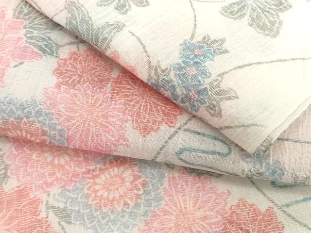 平和屋着物*夏物 小千谷ちぢみ 反物 着尺 霞花尽くし 証紙付き 麻 逸品 未使用 DABH2364zzz