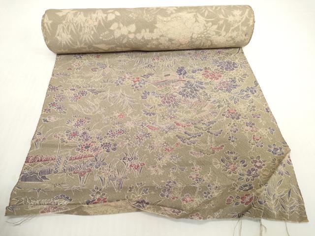 平和屋着物▼小紋 解き反物 着尺 風景花文 逸品 DABH2414zzz