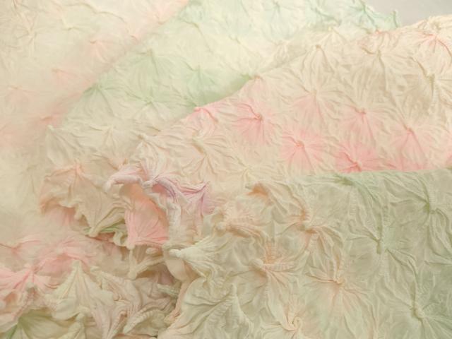 平和屋着物▼長襦袢 反物 着尺 湯のし前 総絞り 斜線文 逸品 未使用 DABH2416zzz