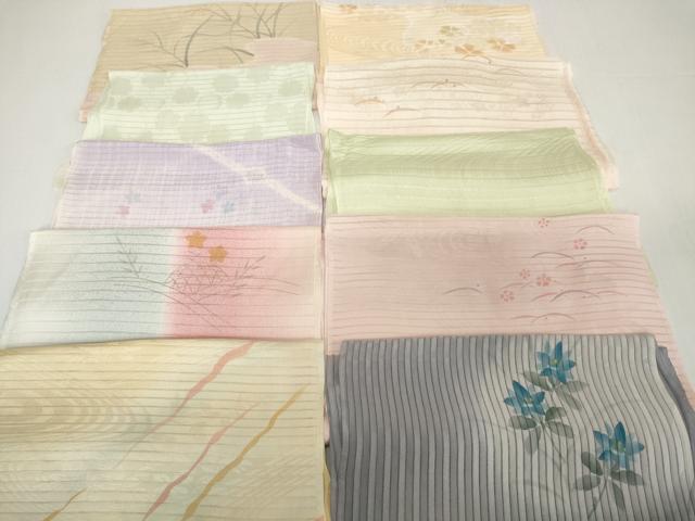 平和屋着物*夏物 和装小物 帯揚げ10枚セット 絽 縦絽 絽縮緬 絞り 露芝 芒 流水撫子 雪輪重ね地紋 籬桔梗 金彩 逸品 DABH2442zzz