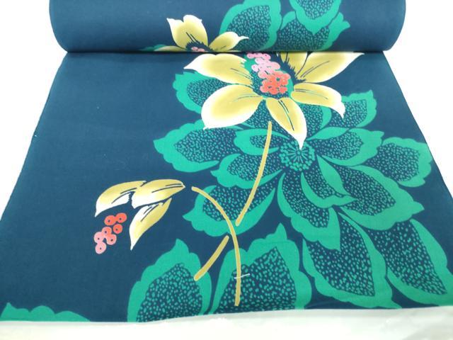 平和屋着物*夏物 浴衣 反物 着尺 KANAKO NAKAJOH 注染 花繋ぎ 綿 逸品 未使用 DABH2518zzz