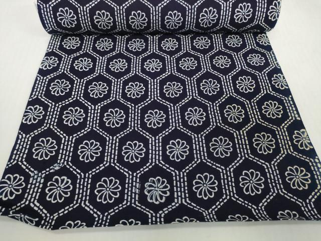 平和屋着物*夏物 浴衣 着尺 注染 亀甲花文 綿 逸品 未使用 DABH2522zzz