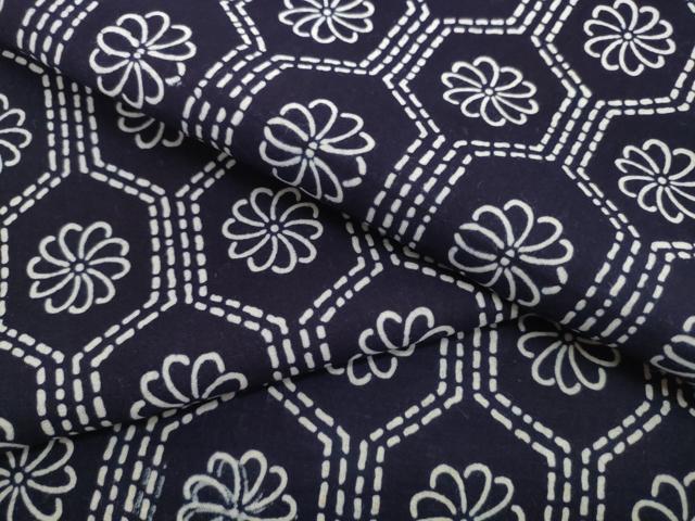 平和屋着物*夏物 浴衣 着尺 注染 亀甲花文 綿 逸品 未使用 DABH2522zzz