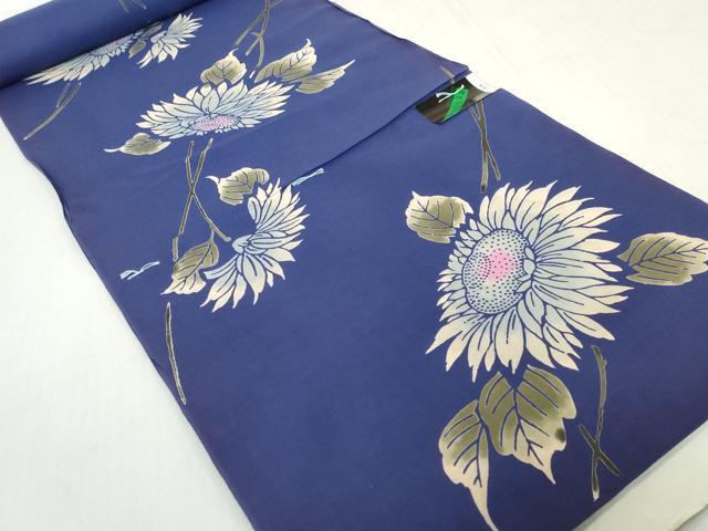 平和屋着物*夏物 浴衣 着尺 注染 向日葵 ひまわり 綿 逸品 未使用 DABH2524zzz