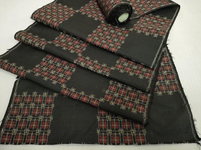 平和屋着物▼本場村山大島紬 解き反物 着尺 市松文様 逸品 DABH2557zzz
