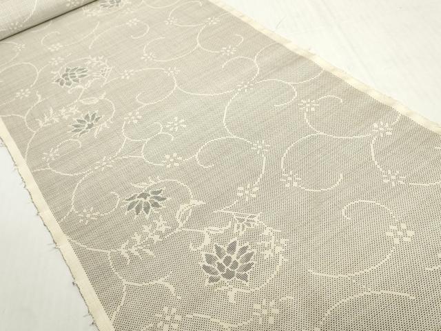 平和屋着物●本場大島紬 白大島 反物 着尺 花唐草文 逸品 未使用 DABH2564zzz