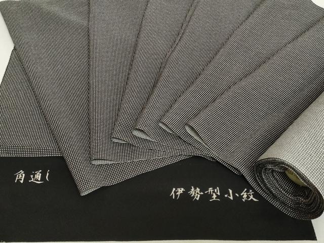 平和屋着物▼江戸小紋 反物 着尺 伊勢型 角通し 黒地 逸品 未使用 DABH2570zzz