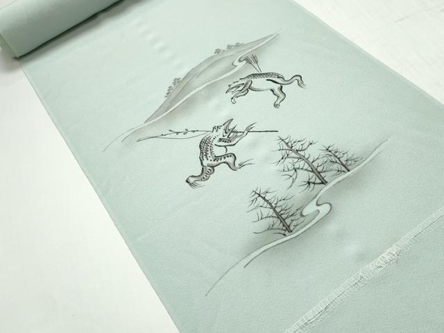 平和屋着物●付下げ 解き反物 着尺 手描き 鳥獣戯画 上代53万 逸品 DABH2585zzz