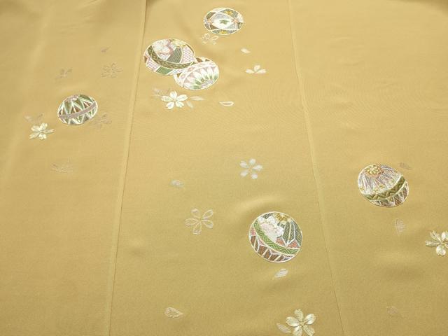 平和屋着物●付下げ 反物 着尺 共八掛付き 駒刺繍 総刺繍 手毬花文 逸品 未使用 DABH2586zzz
