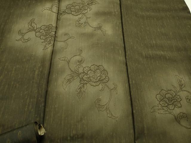 平和屋着物●国際的伝統工芸作家 十二代・藤林徳扇 苑寿 中国三大刺繍 相良総刺繍 付下げ 反物 着尺 紬地 花唐草 逸品 未使用 DABH2589zzz