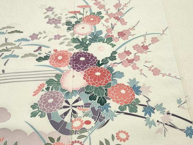 平和屋着物●付下げ 反物 着尺 御所車花文 逸品 未使用 DABH2592zzz