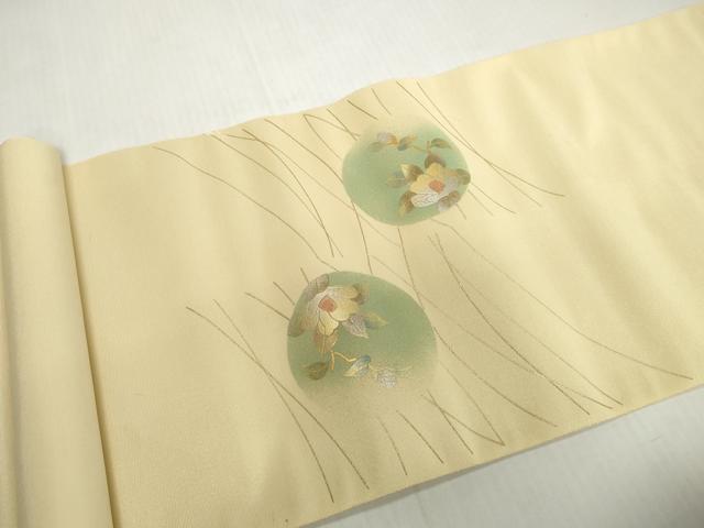 平和屋着物▼西陣 名古屋帯 帯反物 花丸文 金彩 証紙付き 逸品 DABH2606zzz