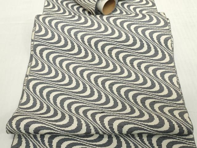 平和屋着物▼名古屋帯 帯反物 ひとえ帯 流水文 DABH2609zzz