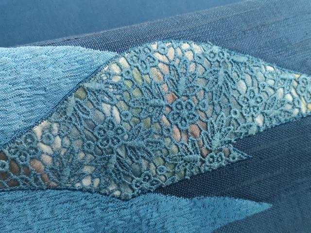 平和屋着物▼名古屋帯 帯反物 刺繍 重ね山文 逸品 DABH2610zzz