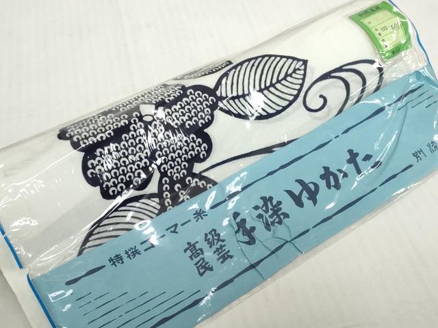 平和屋着物*夏物 浴衣 反物 着尺 注染 椿 コーマ糸使用 綿 逸品 未使用 DABH2663zzz
