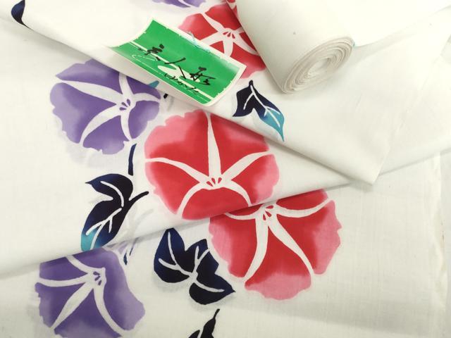 平和屋着物*夏物 浴衣 反物 着尺 注染 朝顔 アサガオ 綿 逸品 未使用 DABH2670zzz
