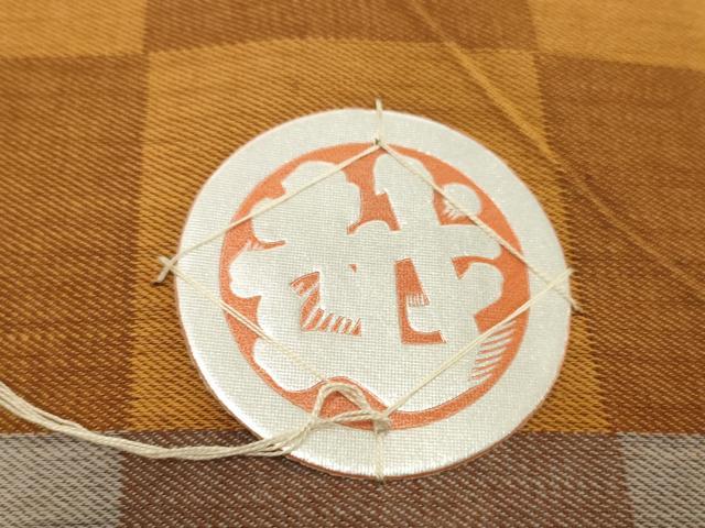 平和屋着物*夏物 小紋・浴衣兼用 反物 着尺 市松文様 三越扱い 綿 逸品 未使用 DABH2679zzz