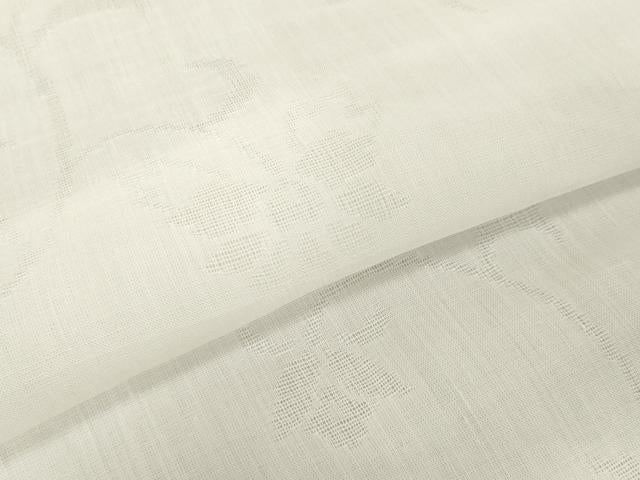 平和屋着物*夏物 長襦袢 反物 着尺 花唐草紋紗 生成り色 小千谷織物謹製 証紙付き 麻 逸品 未使用 DABH2685zzz