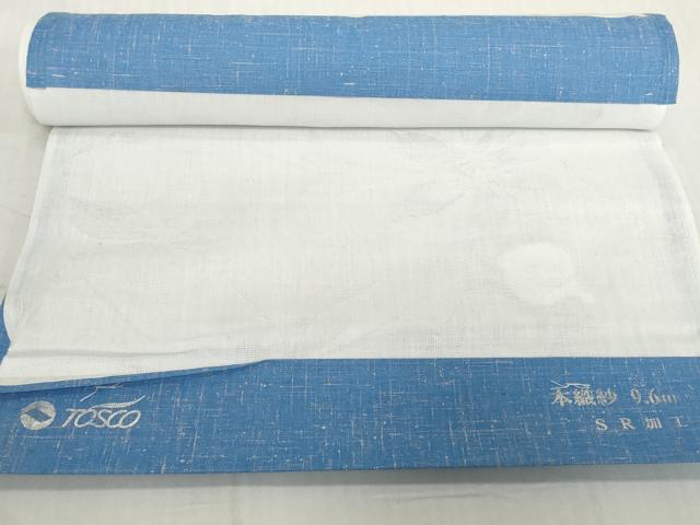 平和屋着物*夏物 長襦袢 反物 着尺 草花紋紗 生成り色 未使用 DABH2692zzz