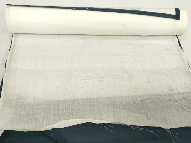 平和屋着物*夏物 長襦袢 反物 着尺 草花紋紗 生成り色 麻 逸品 未使用 DABH2695zzz