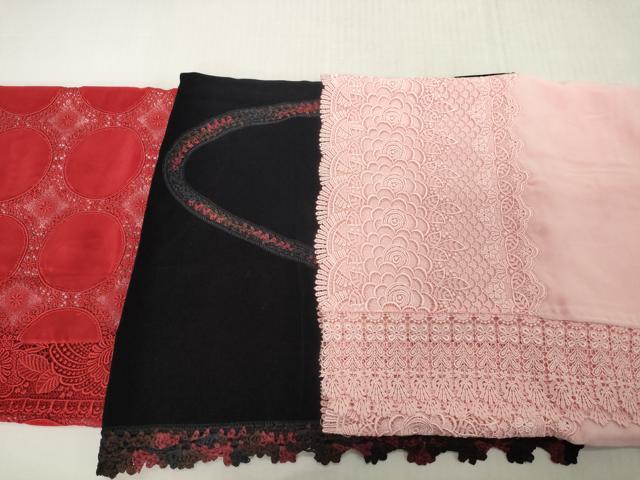 平和屋着物●和装小物 ショールまとめて5点 ベロア レース 花 リボンヤーン 逸品 DABH2733zzz