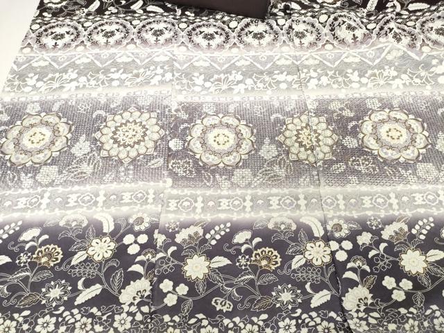 平和屋着物●中国三大刺繍 スワトウ刺繍 汕頭刺繍 総刺繍 小紋 解き反物 着尺 八掛付き 洋花文 金彩 逸品 DABH2752zzz