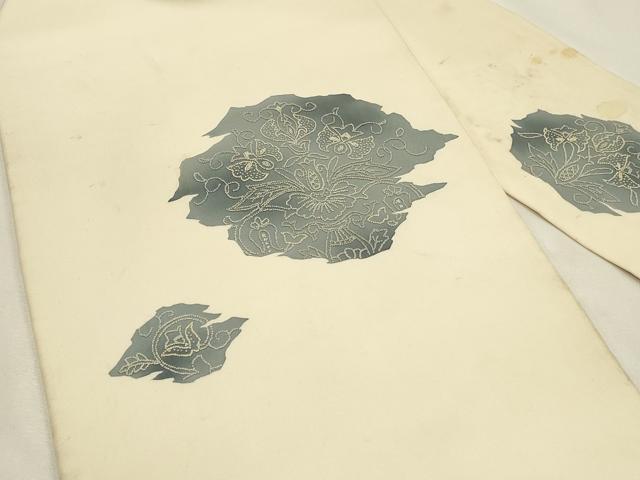 平和屋着物◎塩瀬 中国三大刺繍 相良刺繍 九寸名古屋帯 更紗唐草文 正絹 逸品 DABH2793qp