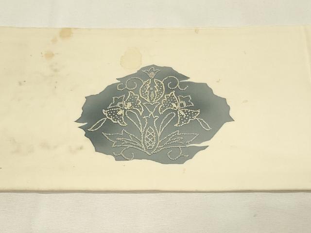平和屋着物◎塩瀬 中国三大刺繍 相良刺繍 九寸名古屋帯 更紗唐草文 正絹 逸品 DABH2793qp