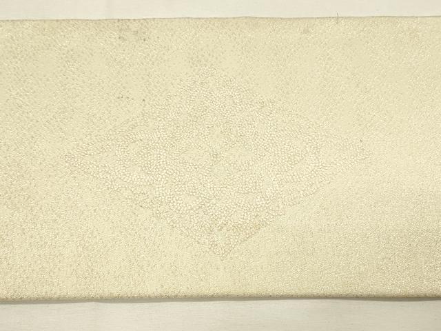平和屋着物◎九寸名古屋帯 花菱文 銀糸 正絹 逸品 DABH2799qp