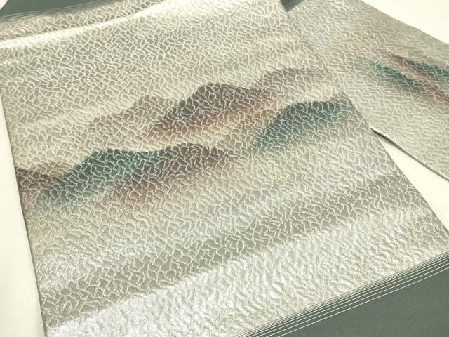 平和屋着物◎九寸名古屋帯 重ね山文 銀糸 正絹 逸品 DABH2801qp