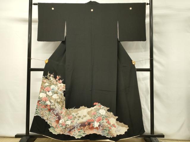 平和屋着物■豪華黒留袖 花鳥文 牡丹 金彩 正絹 逸品 DABH2818qp
