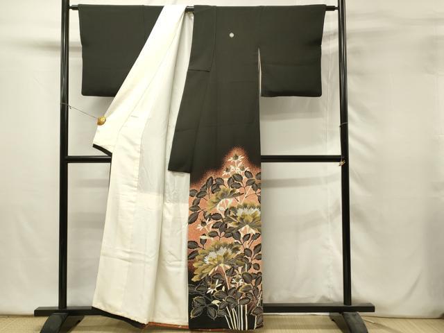 平和屋着物■豪華黒留袖 刺繍 草花文 金銀糸 三越扱い 正絹 逸品 DABH2820qp