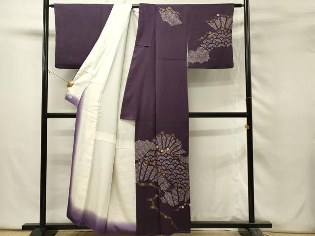 平和屋着物■訪問着 絞り 刺繍 花唐草文 青海波 金彩 正絹 逸品 DABH2844qp
