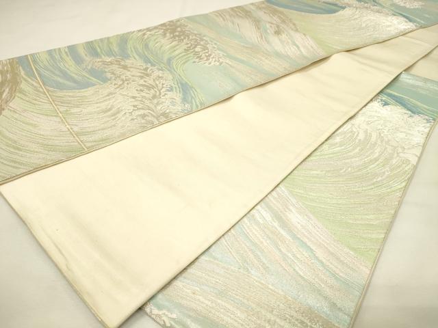 平和屋着物◎六通柄袋帯 立波文 金銀糸 正絹 逸品 DABH2881qp