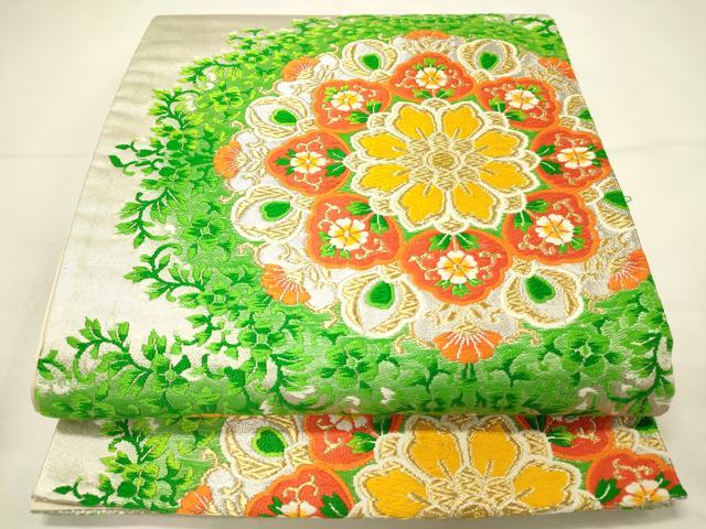 平和屋着物◎六通柄袋帯 唐織 正倉院花唐草文 金銀糸 正絹 逸品 DABH2895qp