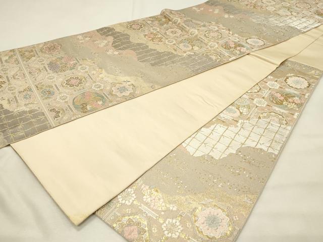 平和屋着物◎西陣 服部織物謹製 六通柄袋帯 唐織 道長蜀江花文 金銀糸 正絹 逸品 DABH2902qp