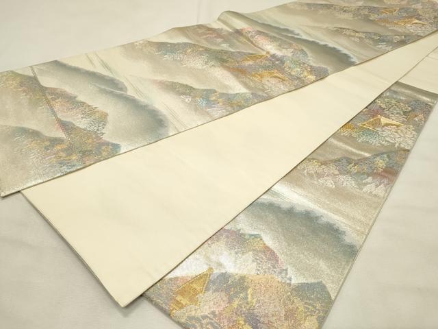 平和屋着物◎六通柄袋帯 重ね山風景樹林文 金銀糸 正絹 逸品 DABH2903qp