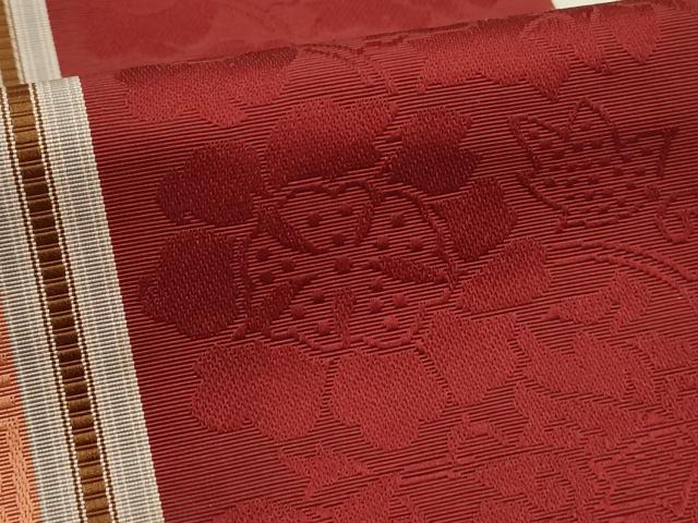 平和屋着物◎本場筑前博多織 両面 半幅帯 献上 更紗花間道 証紙付き 正絹 逸品 DABH2916qp