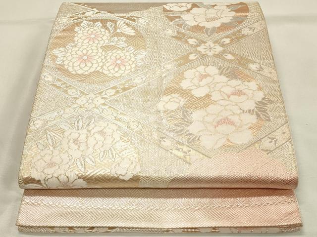 平和屋着物◎六通柄袋帯 天井花丸文 金銀糸 正絹 逸品 DABH2923qp