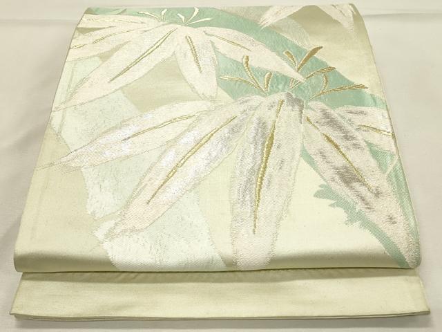 平和屋着物◎六通柄袋帯 笹竹文 金銀糸 正絹 逸品 DABH2924qp