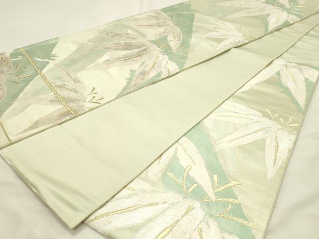 平和屋着物◎六通柄袋帯 笹竹文 金銀糸 正絹 逸品 DABH2924qp