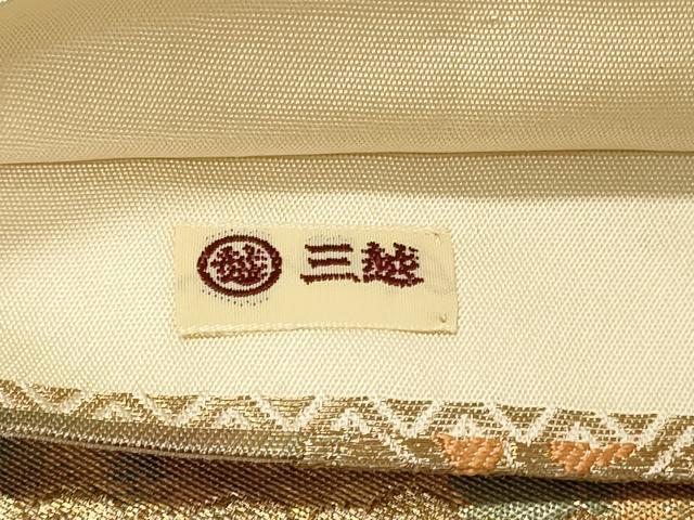平和屋着物◎西陣 服部織物謹製 六通柄袋帯 正倉院花文 こはく錦 手工芸 金糸 引箔 三越扱い 正絹 逸品 DABH2926qp